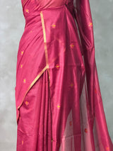 Maroon Chanderi silk cotton Jamdani woven saree- PBRJ8