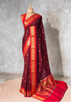 Maroon and Red Silk saree - PBRZU13B