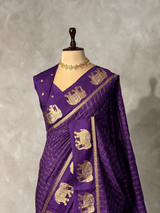 VioletChanderi silk cotton Saree - PBRFA2A