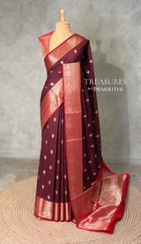 Deep maroon and Red Silk saree - PBRZ7C