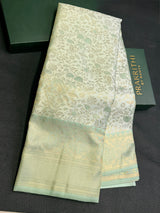 Pastal Green Soft satin brocade Silk Saree - PBRMJ7B