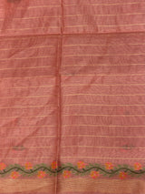 Peach Chanderi silk cotton Jamdani woven saree- PBRJ4