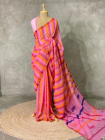 Pink linen saree- PL20