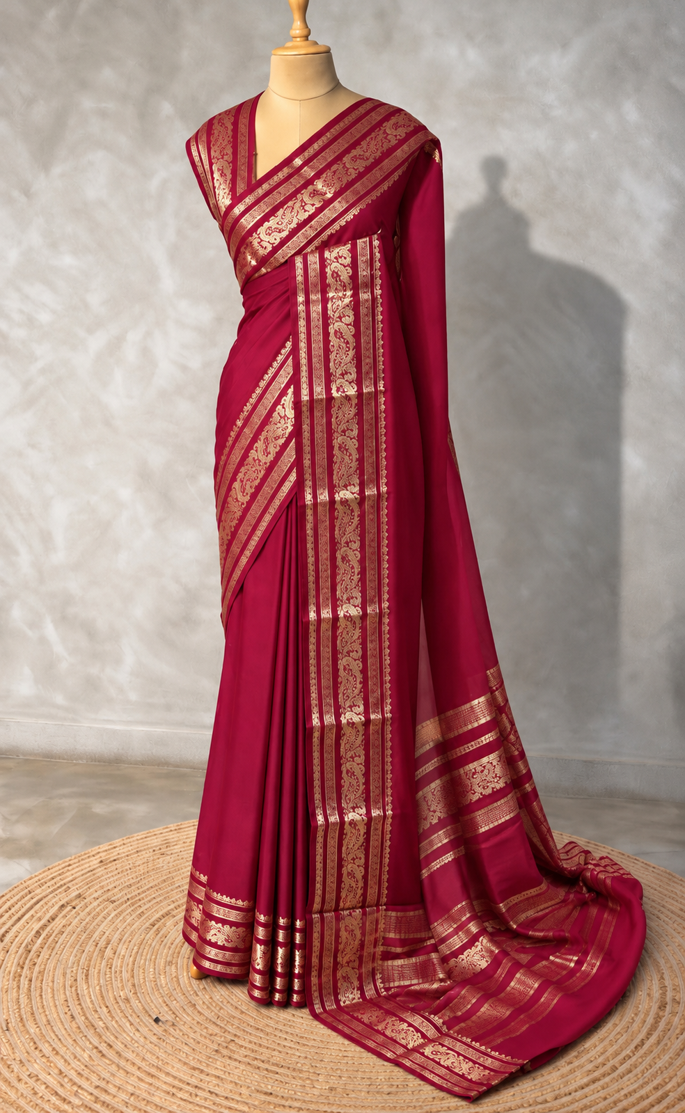 Maroon mysore crepe Silk Saree - PBRMJ10C