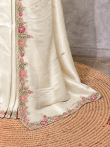 White soft tissue silk Designer saree- PBRCK6A
