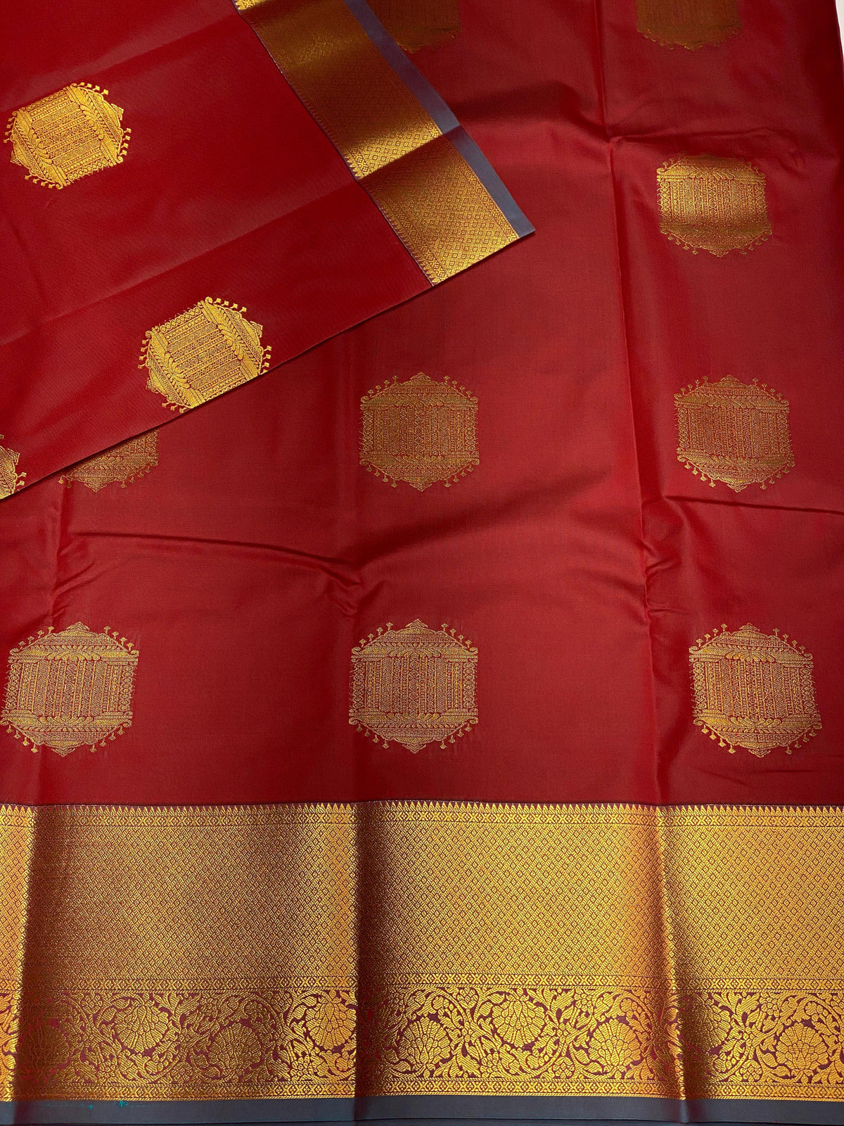 Earthy brown and blue silk saree- SS6