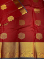 Earthy brown and blue silk saree- SS6