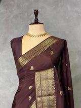 Brown Pure Viscose Silk Saree - PBRATH1A