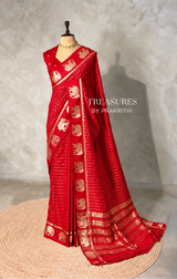 Red Chanderi silk cotton Saree - PBRFA2F