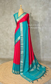 Rani Pink and Blue Crepe silk saree- PBRSB4B