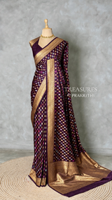 Deep Purple Satin silk Saree - PBRKIV6C