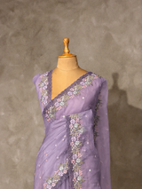 Lavender Organza Designer saree- PBRCK7B