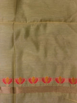 Yellow Chanderi silk cotton Jamdani woven saree- PBRJ14