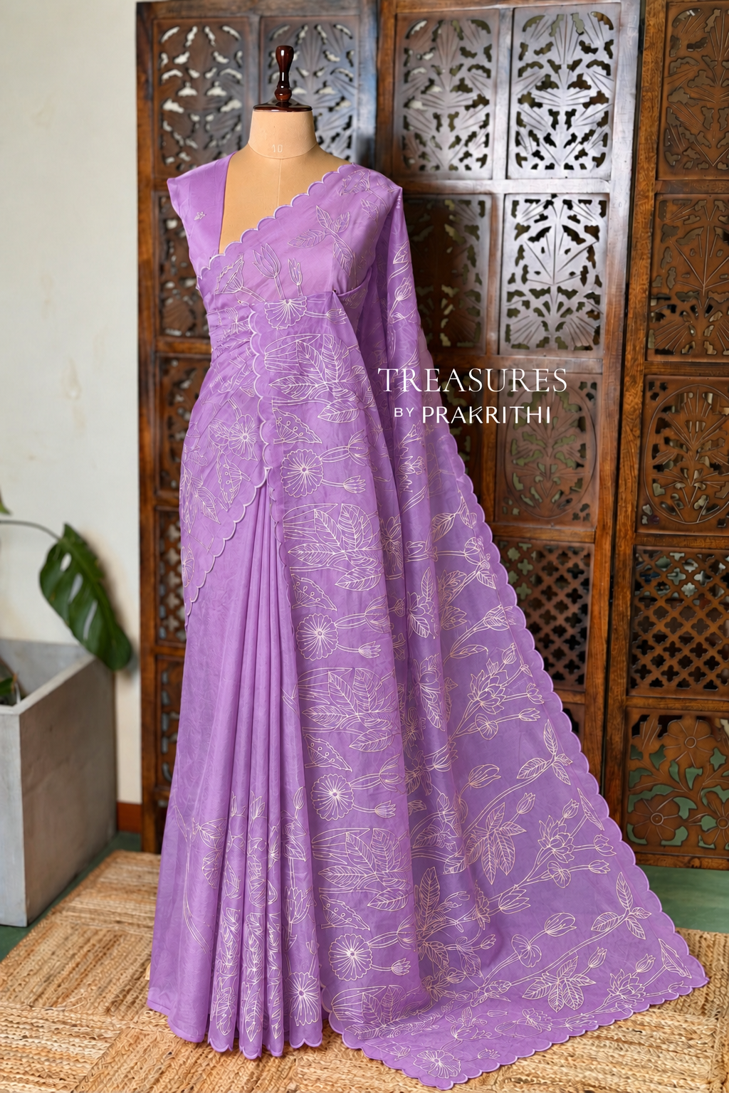 Lavender Turkish organza silk saree- PBR43A1