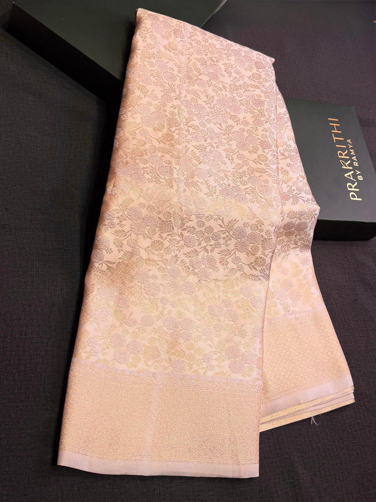 Nude lavender Soft satin brocade Silk Saree - PBRMJ9D