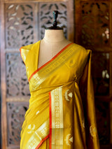 Olive Green Semi Raw mango silk saree- PBR50D