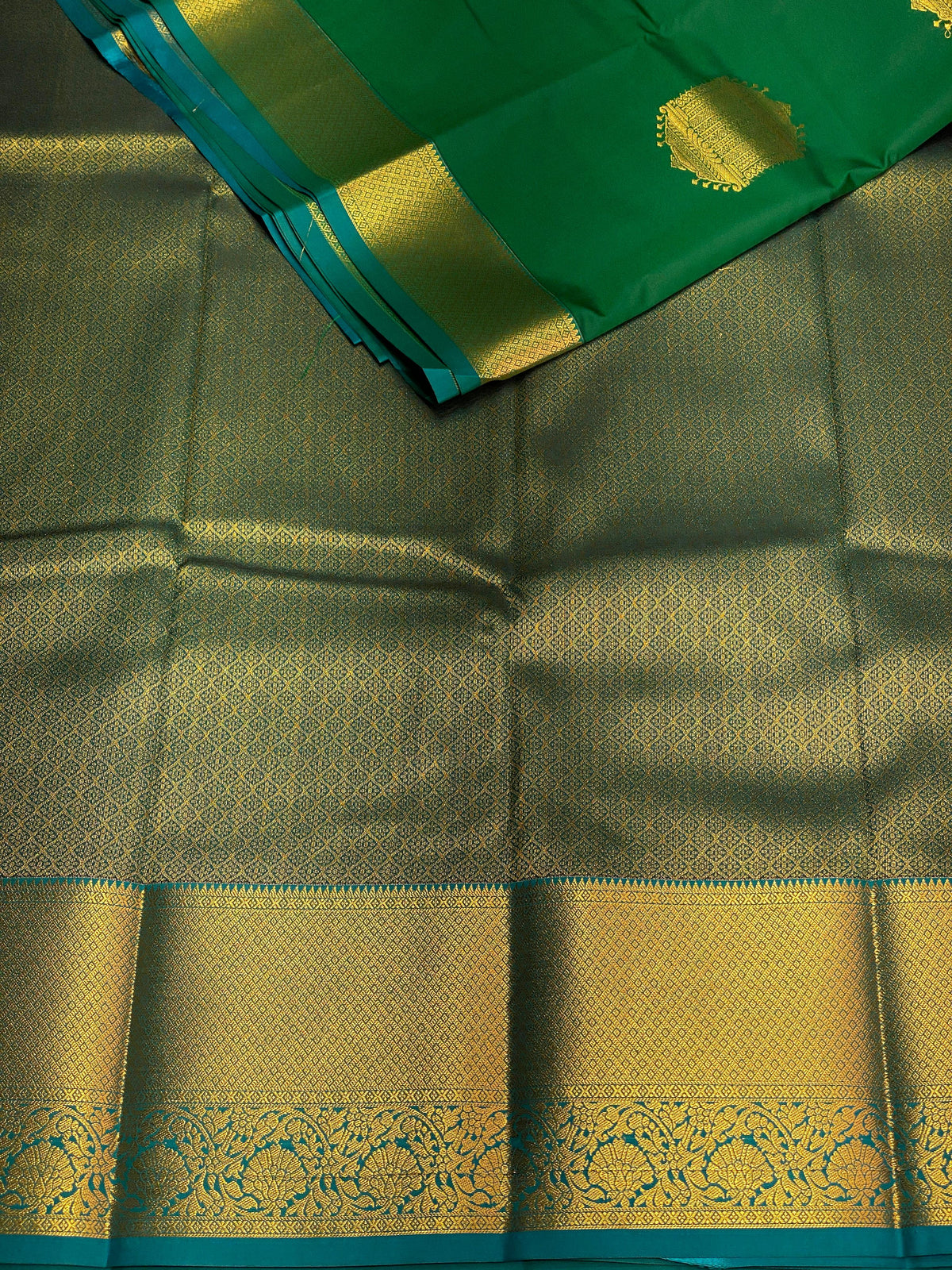 Green and blue silk saree- SS4
