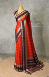 Orange and purple Crepe silk saree- PBRSB3G