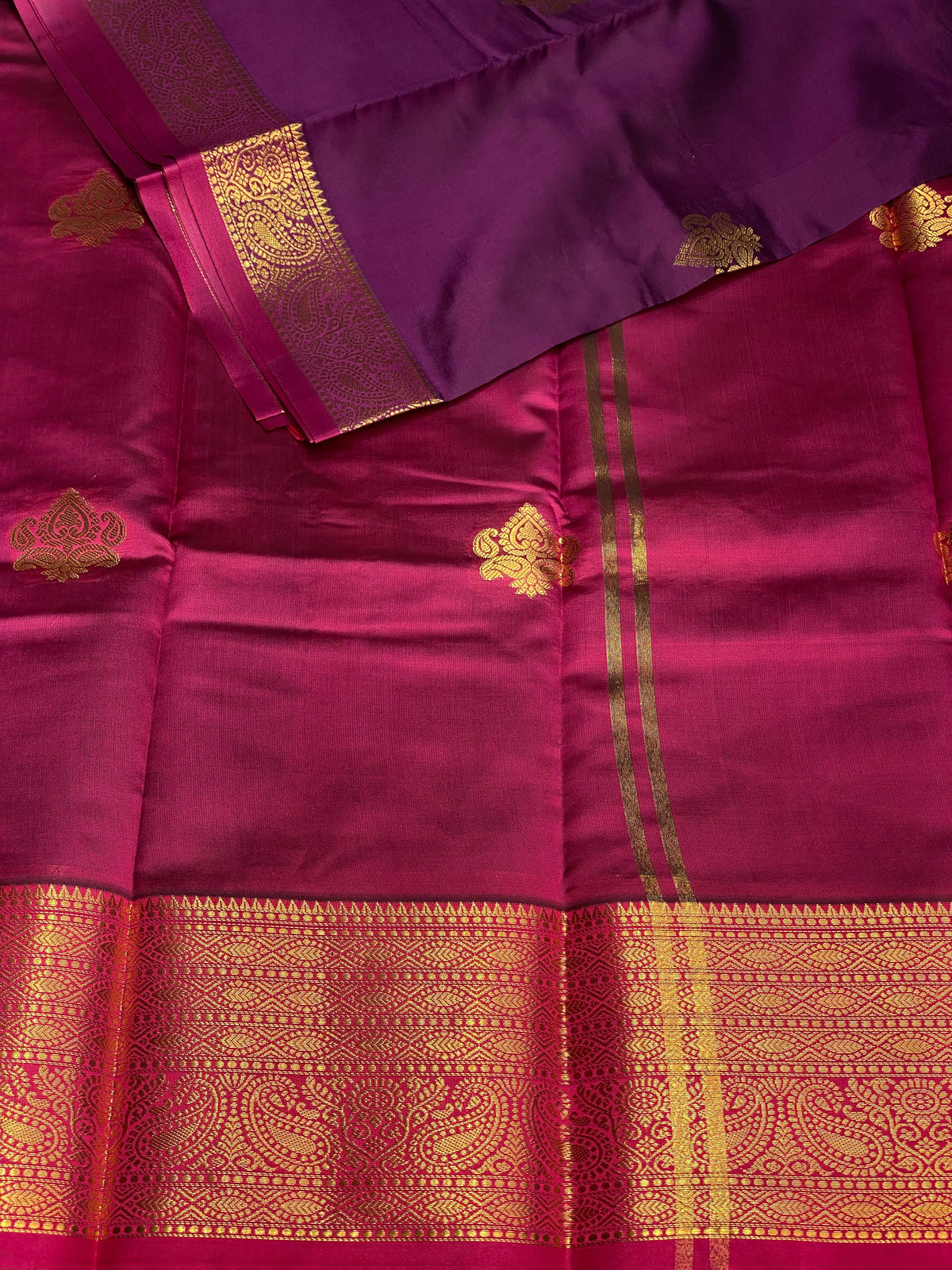 wine and purple semi Kanchipuram Soft Silk saree - PSSN11 A