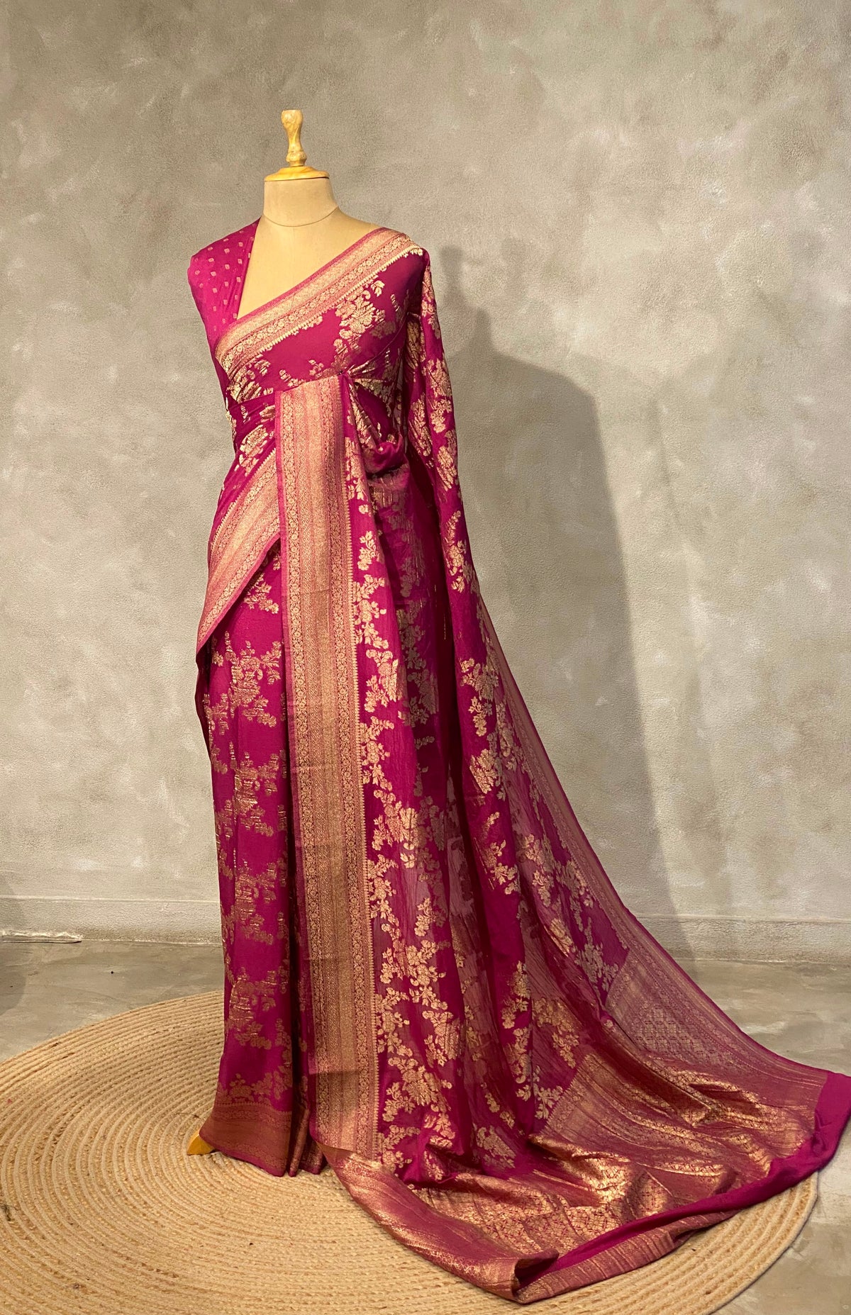 LIght wine Shade Banarasi georgette Saree - PBRFA1A