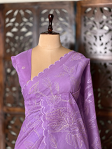 Lavender Turkish organza silk saree- PBR43A1