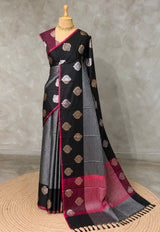 Black semi banarasi Saree - PIH107