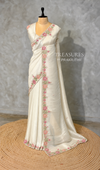 White soft tissue silk Designer saree- PBRCK6A