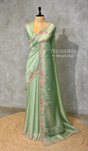 Moss green soft tissue silk Designer saree- PBRCK6B