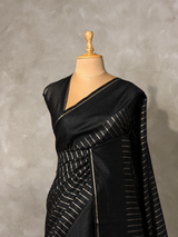 Black semi tusser silk saree - PBRSS2A