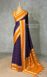 Violet and Yellow Crepe silk saree- PBRSB3E