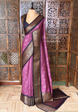 Onion Pink and black Silk saree - PBRZU12
