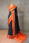Black and Orange Crepe silk saree- PBRSB3C