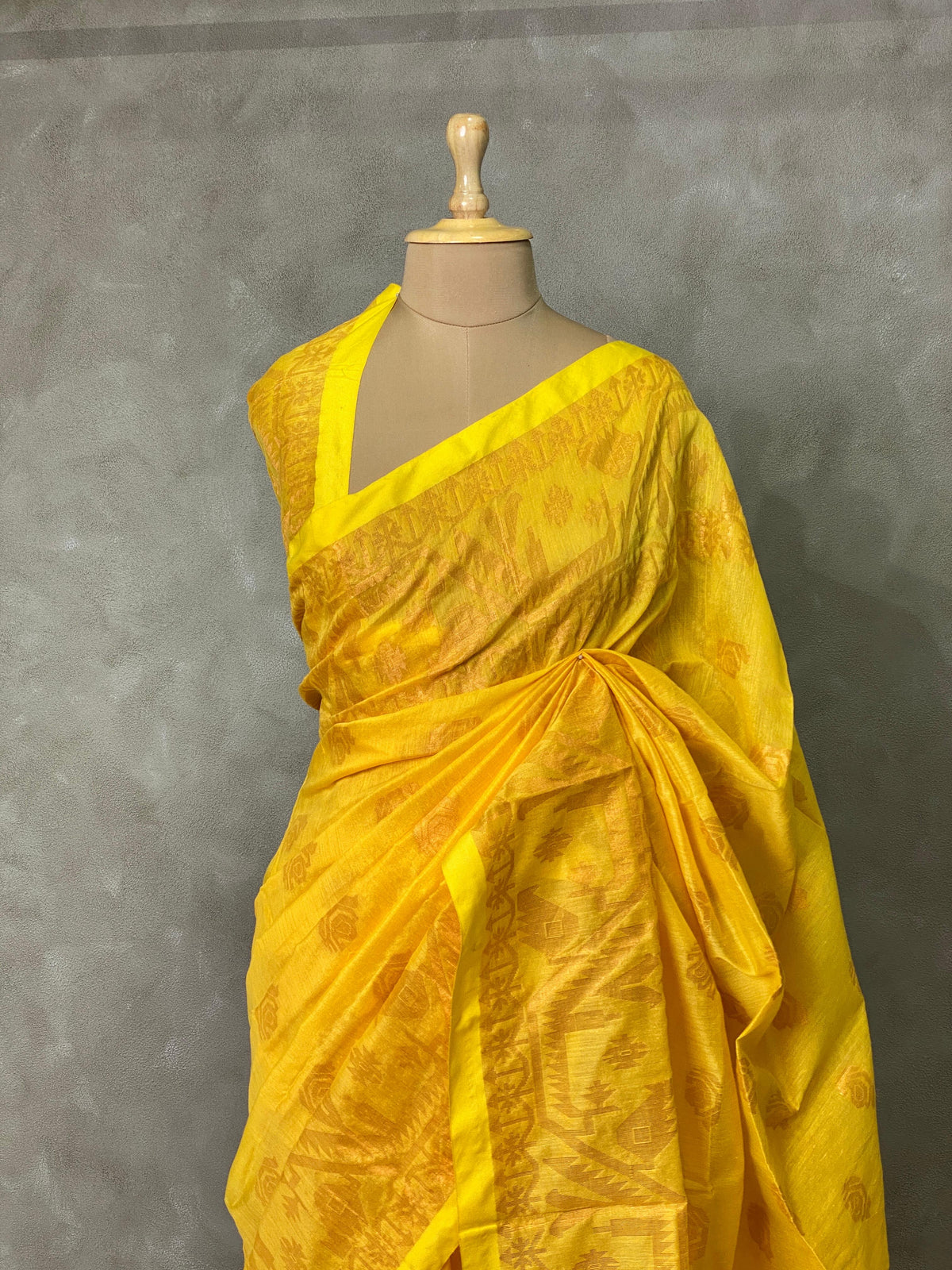 Yellow cotton silk saree- PL17