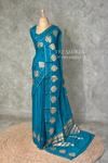 Blue crape silk saree - PBRNAK2I