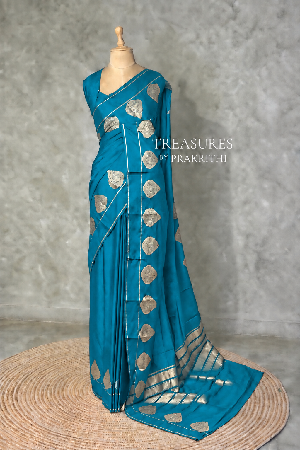 Blue crape silk saree - PBRNAK2I
