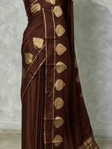 Dark Brown crape silk saree - PBRNAK2A