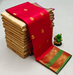 Red and Green semi Kanchipuram Soft Silk saree - PSSON55A