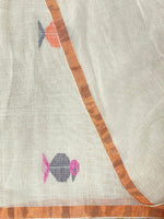 white linen saree- PL09
