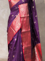Dark wine and Red Silk saree - PBRZU7B