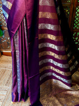 Deep wine Banarasi Crape silk saree - PBRHC4