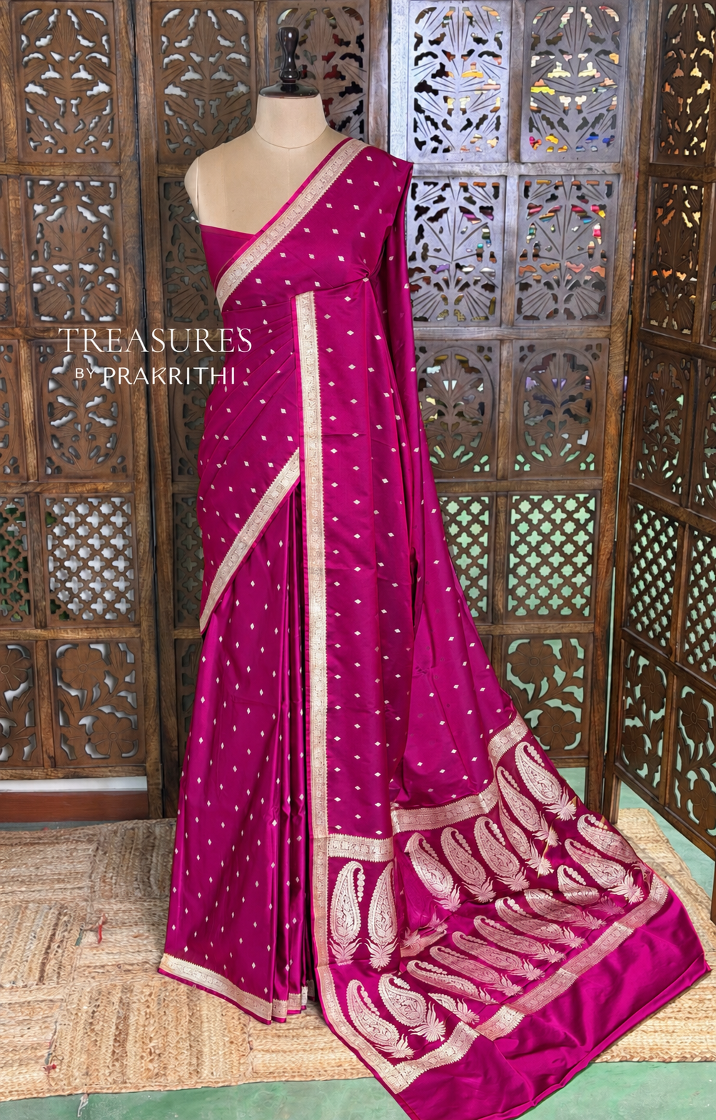 Light wine shade Mashru Banarasi silk Saree - PBRRAH2C