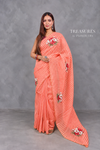 Coral Peach Pure Kora tissue Saree- PBRARSH1A
