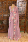 Mauve Pink Crush Georgette Saree - PBRCHAND1D