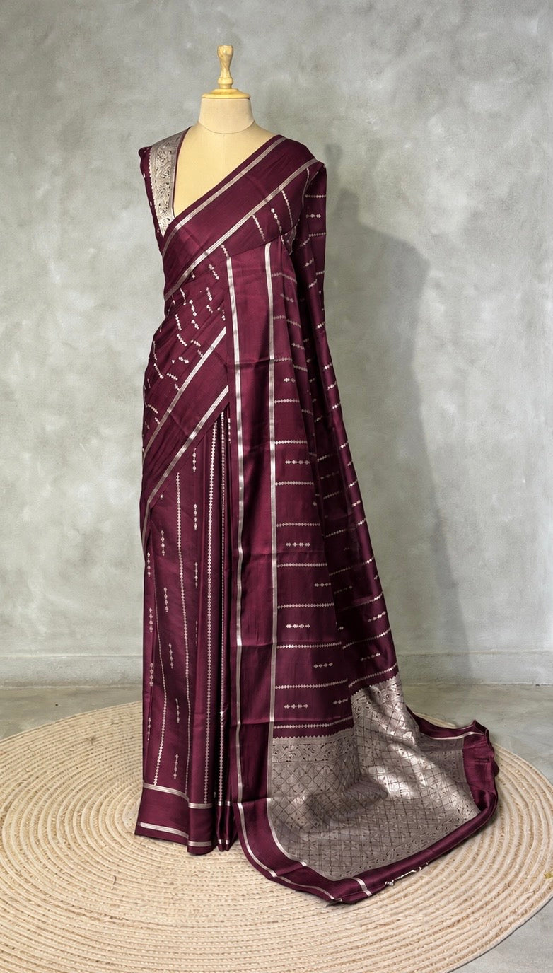 Deep wine soft Gajji silk saree  - PBRNAK5A