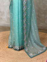 Blue Organza Designer saree- PBRCK7A