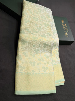 Pastal green Soft satin brocade Silk Saree - PBRMJ9E