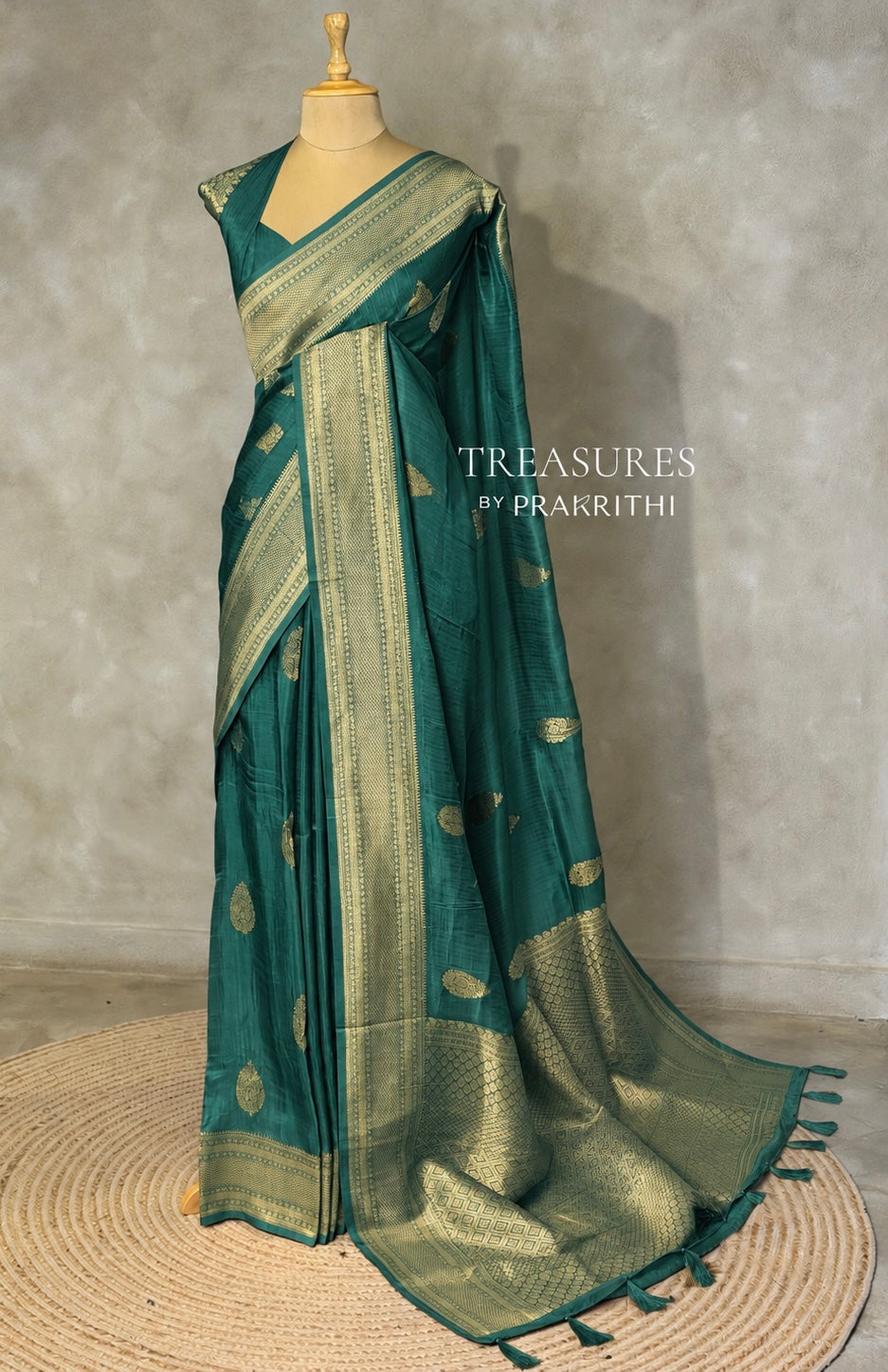 Peacock green Viscose Silk Saree - PBRATH5C