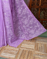 Lavender Turkish organza silk saree- PBR43A1
