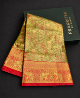 Green and Red pink Tissue Kanchipuram saree- PBRIDEL1