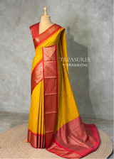 Yellow and Red Silk saree - PBRZU8B